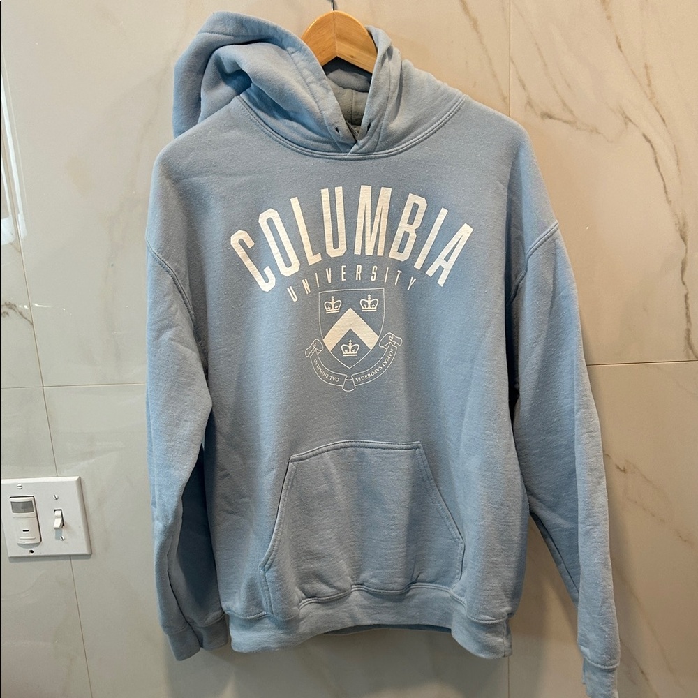 Gildan Light Blue Hoodie with White Print